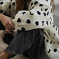 Heart Print Collared Neck Zip Up Jacket