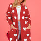 Heart Graphic Open Front Cardigan with Pockets