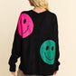 Davi & Dani Contrast Smile Round Neck Oversize Sweater