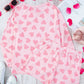 Heart Print Long Sleeve Top and Shorts Lounge Set