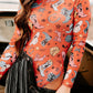 Printed Mock Neck Long Sleeve Bodysuit