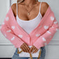 Heart V-Neck Button Up Long Sleeve Cardigan