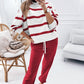 Striped Round Neck Long Sleeve Top and Pants Set