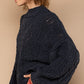 POL Mock Neck Cable Knit Sweater