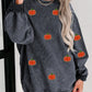 Pumpkin Round Neck Long Sleeve Sweatshirt