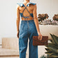 Ruffled Backless Sleeveless Denim Jumpsuit