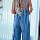 V-Neck Wide Leg Denim Jumpsuit