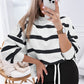 Striped Round Neck Long Sleeve Top and Pants Set