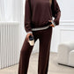 Devine Round Neck Dropped Shoulder Top and Pants Sweater Set