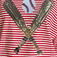 Full Size Baseball & Stripes Round Neck Half Sleeve T-Shirt