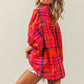 BiBi Button Up Dolman Sleeve Plaid Shirt