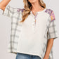 SAGE + FIG Plaid Half Button Gauze Top