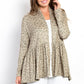 Be Stage Full Size Peplum Leopard Open Front Long Sleeve Cardigan