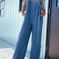 V-Neck Wide Leg Denim Jumpsuit