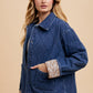 Annie Wear Quilted Printed Lining Snap Down Denim Jacket