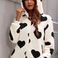 Fuzzy Heart Zip Up Hooded Lounge Jumpsuit