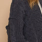 POL Cable Knit Hooded Chenille Sweater