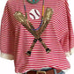 Full Size Baseball & Stripes Round Neck Half Sleeve T-Shirt