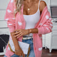 Heart V-Neck Button Up Long Sleeve Cardigan