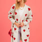 Heart Graphic Open Front Cardigan with Pockets