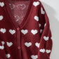 Heart V-Neck Button Up Long Sleeve Cardigan