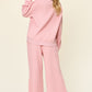 Double Take Full Size Texture Long Sleeve Top and Pants Set