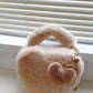 Heart Shape Faux Fur Handbag