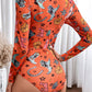 Printed Mock Neck Long Sleeve Bodysuit