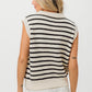 BiBi Flower Patch Striped Half Button Sweater Vest