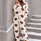 Fuzzy Heart Zip Up Hooded Lounge Jumpsuit