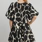 Umgee Full Size Two Tone Abstract Print Puff Sleeve Dress Plus Size