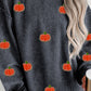 Pumpkin Round Neck Long Sleeve Sweatshirt