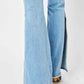 Judy Blue Full Size Mid Rise Raw Hem Slit Flare Jeans