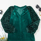 Sequin Notched Long Sleeve Blouse