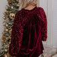 Sequin Notched Long Sleeve Blouse