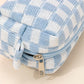 Zenana Checkered Pattern Knitted Cosmetic Pouch