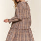 And The Why Full Size Washed Frayed Tiered Plaid Dress