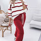 Striped Round Neck Long Sleeve Top and Pants Set