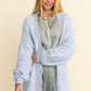 Davi & Dani Ribbed Hem Button Up Long Sleeve Cardigan