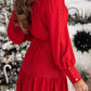 Ruffled Tied Surplice Long Sleeve Dress