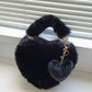 Heart Shape Faux Fur Handbag