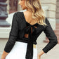 Bowknot V-Neck Long Sleeve Blouse