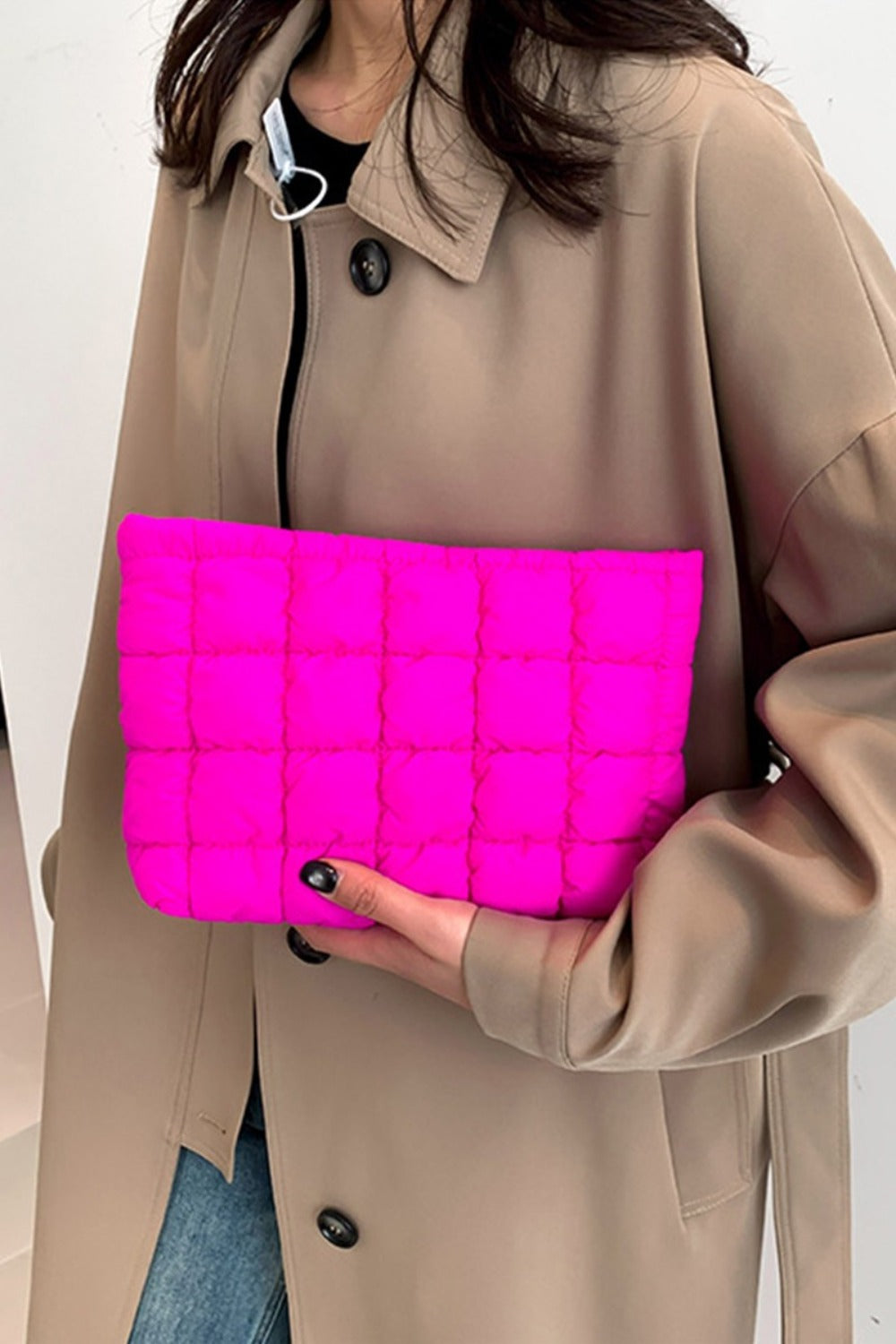 Zenana Quilted Puffy Pouch Clutch Bag