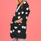 Heart Graphic Open Front Cardigan with Pockets