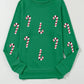 Candy Cane Round Neck Long Sleeve Sweatshirt