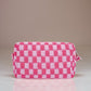 Zenana Checkered Pattern Knitted Cosmetic Pouch