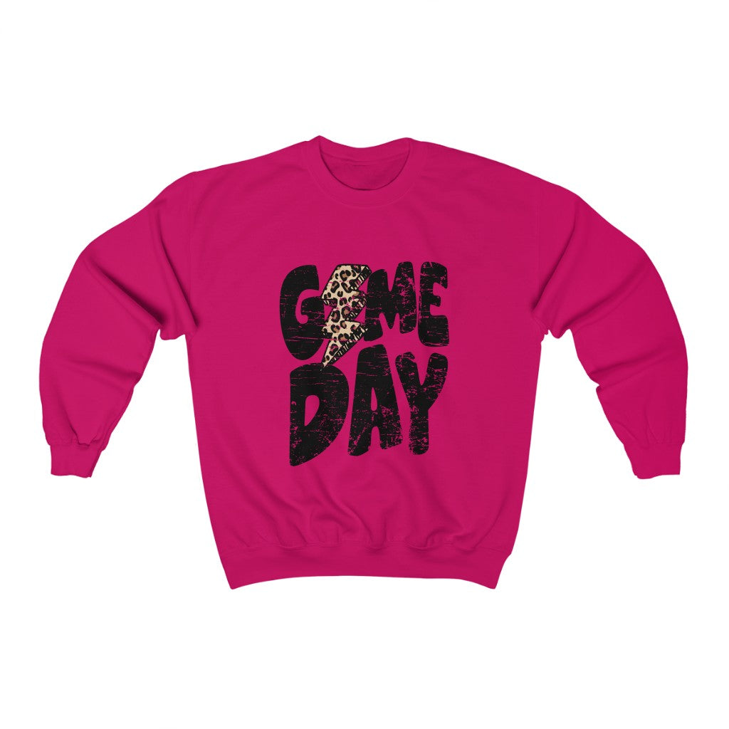 Game Day Cheetah Lightning Bolt Sweater - bluehighlandbtq